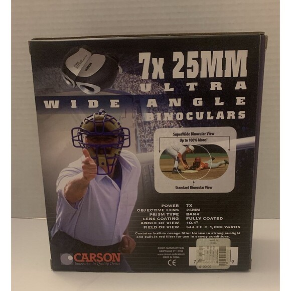 CARSON  Binoculars, Compact, 7x25mm ultra wide angle - Picture 2 of 3